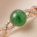 Green Jade Cabochon Infinity Twist Ring in Rose Gold Plate - 图片 4