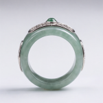 Pale Green Jade Band Ring with Silver Filigree Plaques - 图片 7