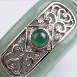 Pale Green Jade Band Ring with Silver Filigree Plaques - 图片 4