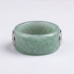 Pale Green Jade Band Ring with Silver Filigree Plaques - 图片 3