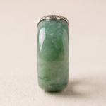 Green Jade Band Ring with Silver Longevity Medallion - 图片 5