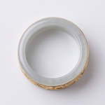 Pale Jade Wide Band Ring with Gold Landscape Relief Panel - 图片 6