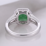 Emerald-Cut Green Jade Halo Ring in Rhodium-Plated Sterling Silver - Image 7