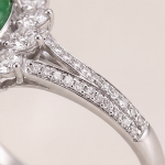 Oval Green Jade Cabochon Cluster Ring in Rhodium-Plated Sterling Silver - Image 10