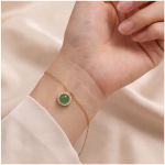 Petite Jade Cabochon Pendant with Pave Surroun - 图片 4