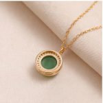 Petite Jade Cabochon Pendant with Pave Surroun - 图片 6