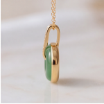Green Jade Donut Pendant Necklace with Pave Bail in Gold Tone - Image 6