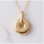 Green Jade Donut Pendant Necklace with Pave Bail in Gold Tone - Image 4