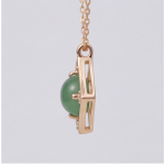 Round Green Jade Pendant Necklace with Kite Frame in Gold Tone - Image 7