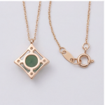 Round Green Jade Pendant Necklace with Kite Frame in Gold Tone - Image 4