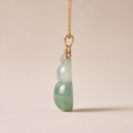 Carved Jade Gourd Pendant Necklace with Floral Bail in Gold Tone - Image 9