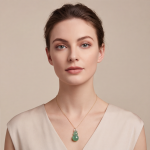 Carved Jade Gourd Pendant Necklace with Floral Bail in Gold Tone - Image 7