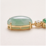 Oval Jade Cabochon Drop Pendant Necklace in Gold Tone - 图片 7
