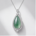 Pear-Shaped Jade Halo Pendant Necklace in Sterling Silver
