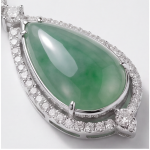 Pear-Shaped Jade Halo Pendant Necklace in Sterling Silver - 图片 10