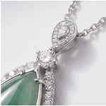 Pear-Shaped Jade Halo Pendant Necklace in Sterling Silver - 图片 6