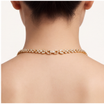 Oval Jade Cabochon Garland Necklace with Cubic Zirconia in Gold Tone - Image 9