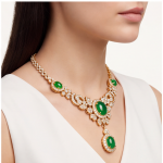 Oval Jade Cabochon Garland Necklace with Cubic Zirconia in Gold Tone - Image 5