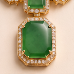 Emerald-Cut Jade Riviera Necklace with Detachable-Look Pendant Drop - 图片 9