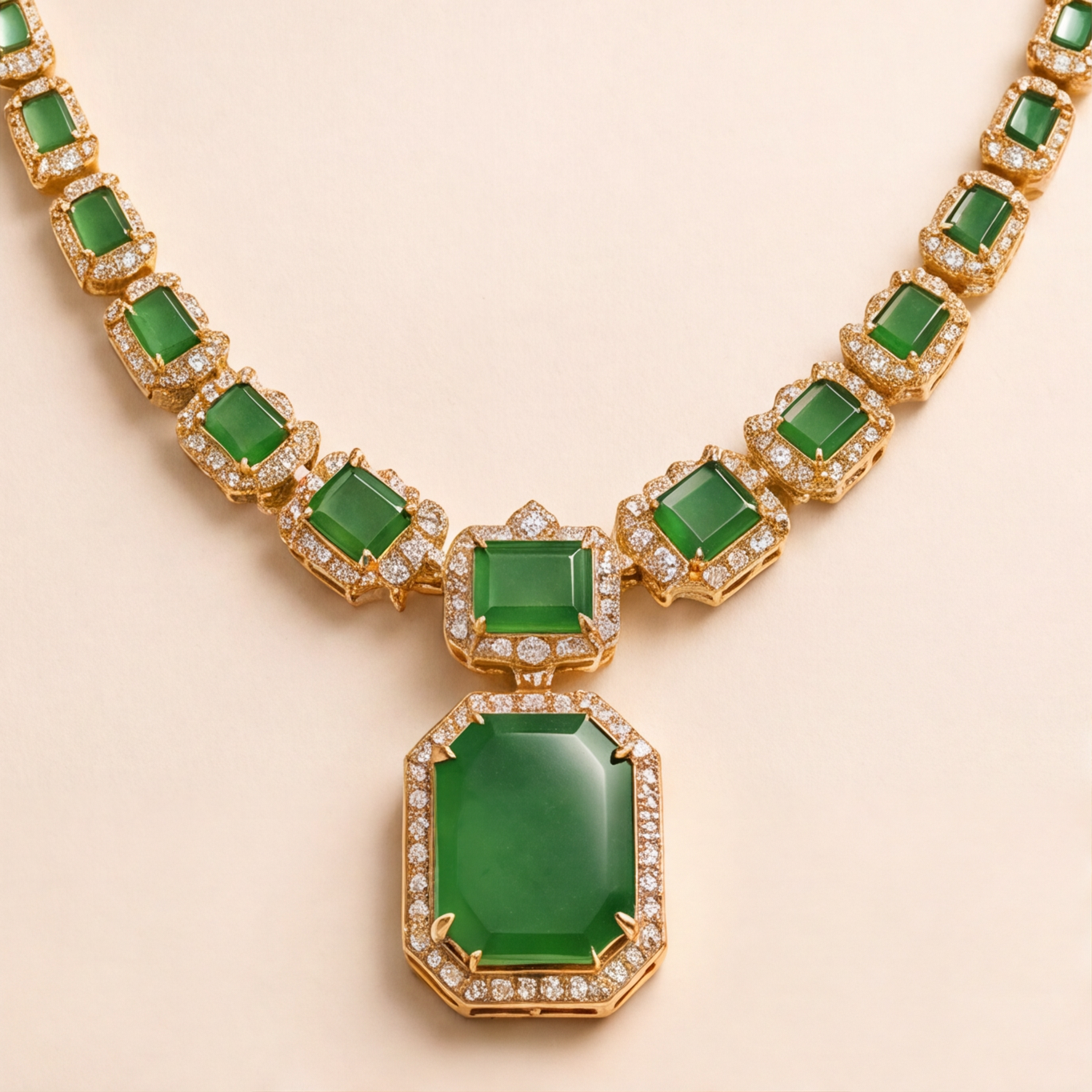 1786356534_a90cad4d-2 Emerald-Cut Jade Riviera Necklace with Detachable-Look Pendant Drop - 图片 1