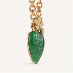 Carved Jade Heart Pendant on Chunky Gold Rolo Chain - 图片 7