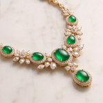 Oval Jade and Marquise Cubic Zirconia Statement Necklace in Gold Tone - Image 6