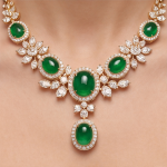 Oval Jade and Marquise Cubic Zirconia Statement Necklace in Gold Tone - Image 8