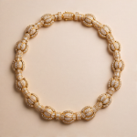 Carved Jade Medallion Collar Necklace with Pave Cubic Zirconia in Gold Tone - Image 7