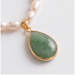 Pear-Shaped Jade Drop Pendant on Freshwater Pearl Necklace - 图片 3