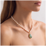 Pear-Shaped Jade Drop Pendant on Freshwater Pearl Necklace - 图片 4