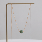 Single Jade Bead Necklace on Fine Gold Box Chain