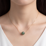 Single Jade Bead Necklace on Fine Gold Box Chain - 图片 5