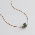Single Jade Bead Necklace on Fine Gold Box Chain - 图片 3