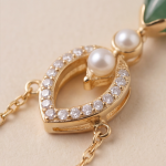 Jade Teardrop Pendant Necklace with Pearl and Cubic Zirconia Bail - 图片 9