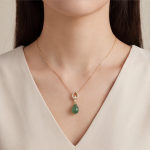 Jade Teardrop Pendant Necklace with Pearl and Cubic Zirconia Bail - 图片 2