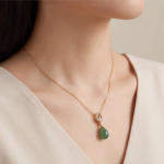 Jade Teardrop Pendant Necklace with Pearl and Cubic Zirconia Bail - 图片 5