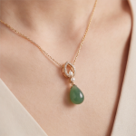 Jade Teardrop Pendant Necklace with Pearl and Cubic Zirconia Bail - 图片 8