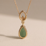 Jade Teardrop Pendant Necklace with Pearl and Cubic Zirconia Bail - 图片 7