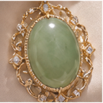 Oval Jade Cabochon Filigree Pendant Necklace with Pearl Drop - 图片 6