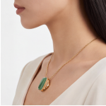Emerald-Cut Green Jade Art Deco Pendant Necklace in Gold-Plated Brass - Image 8