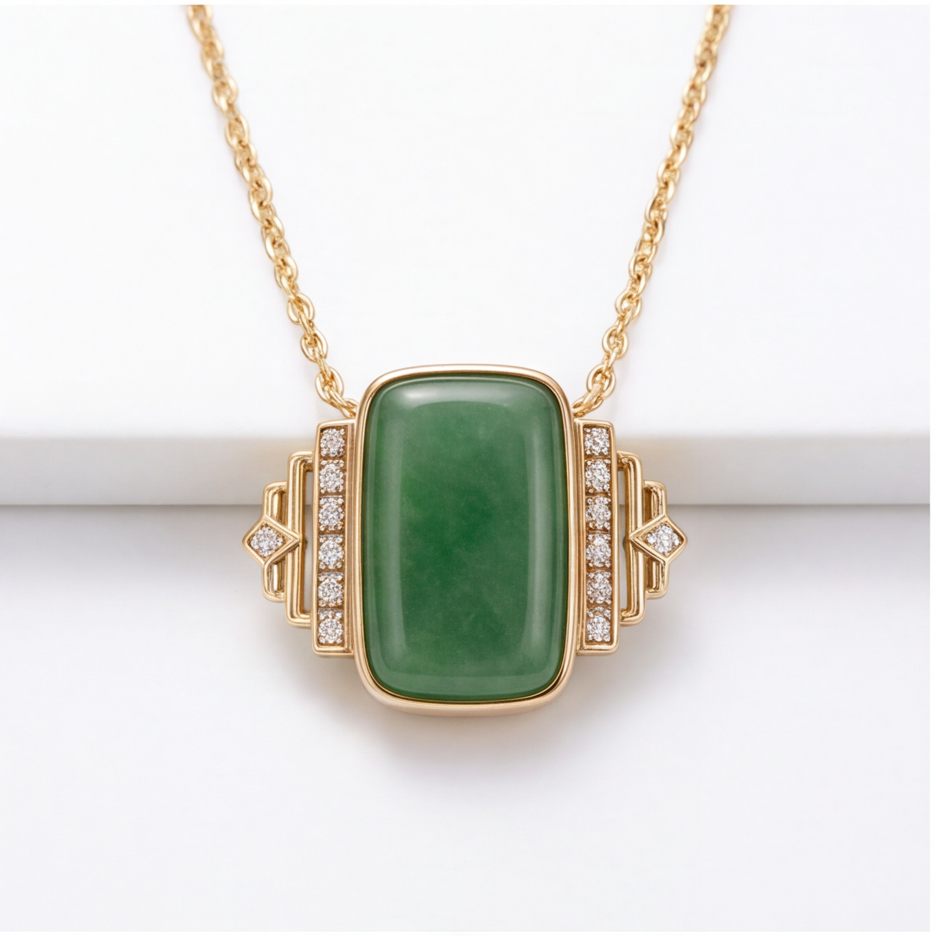 1786583786_c6a2b582-4 Emerald-Cut Green Jade Art Deco Pendant Necklace in Gold-Plated Brass - Image 1