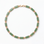 Green Jade Bar Link Collar Necklace in Gold-Plated Brass