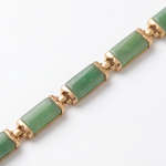 Green Jade Bar Link Collar Necklace in Gold-Plated Brass - 图片 6