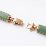 Green Jade Bar Link Collar Necklace in Gold-Plated Brass - 图片 9