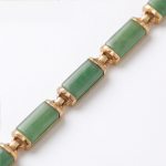 Green Jade Bar Link Collar Necklace in Gold-Plated Brass - 图片 4