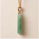 Tapered Green Jade Bar Pendant on Gold-Plated Curb Chain - 图片 6