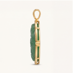 Large Carved Green Jade Oval Pendant with Greek Key Border - 图片 7