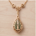 Green Jade Drop Lavalier Necklace with Cubic Zirconia Stations - 图片 4