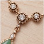 Green Jade Drop Lavalier Necklace with Cubic Zirconia Stations - 图片 9