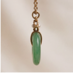 Green Jade Donut Pendant on Gold-Plated Belcher Chain - 图片 3